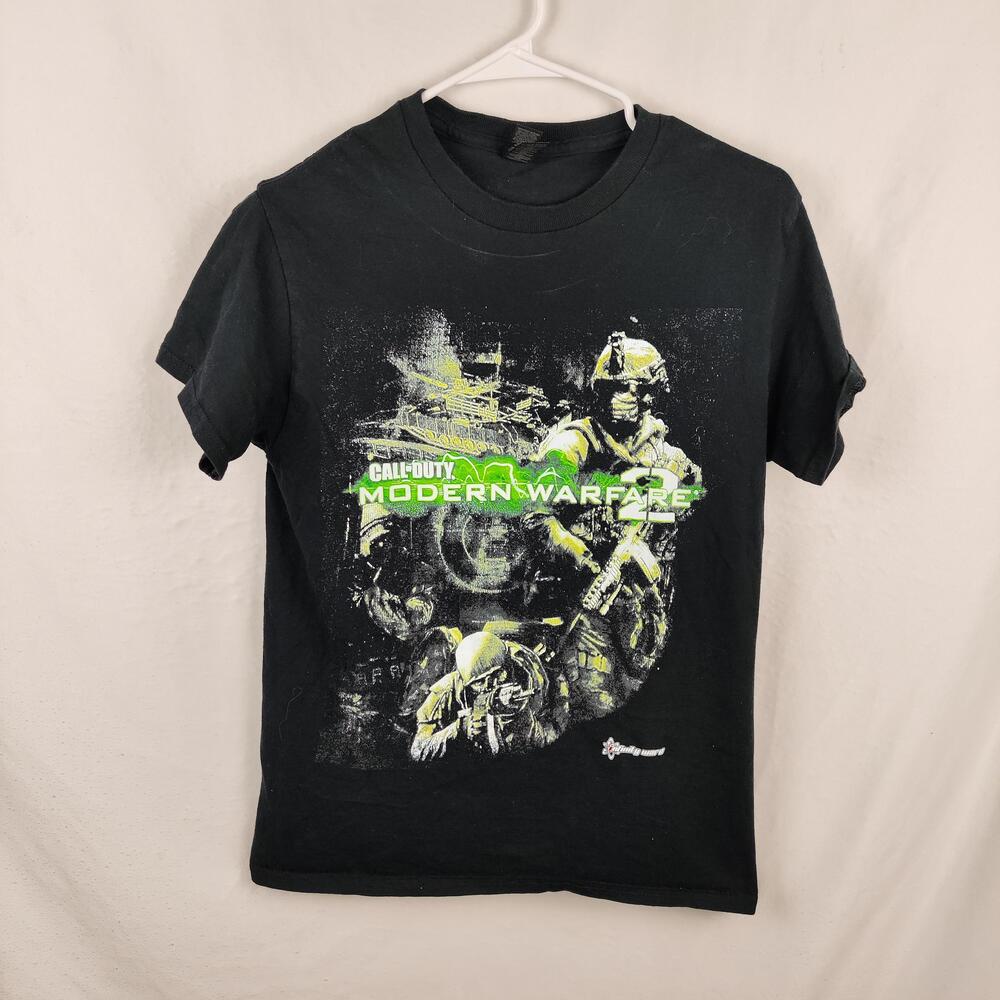 Call Of Duty Shirt Youth Small Black Modern Warfare 2 Graphic Kids Game Tee